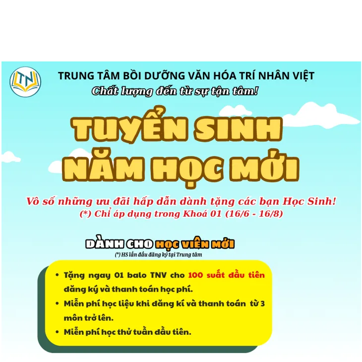 TRUNG TÂM BỒI DƯỠNG VĂN HÓA TRÍ NHÂN VIỆT